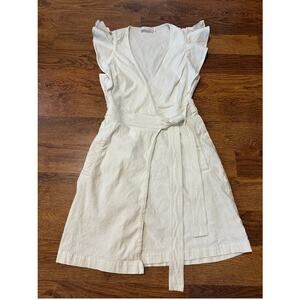 A.L.C. Women’s Sidelle Ruffle Sleeve Wrap Dress White Size 2 – Designer Style
